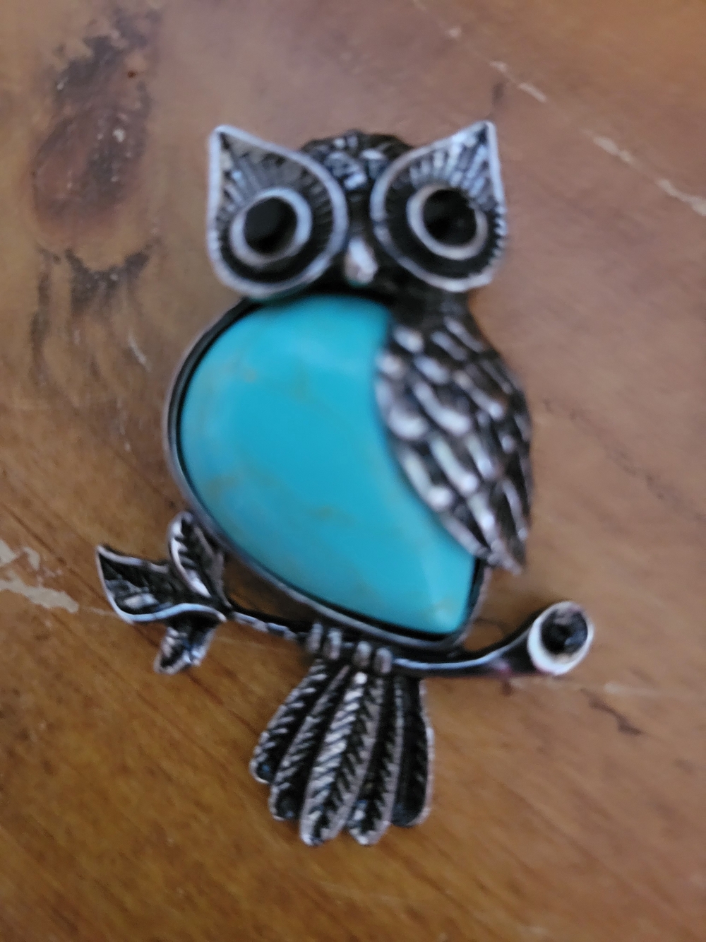 NWOT- Turquoise Owl Pendant Brooch - Women Jewelry.